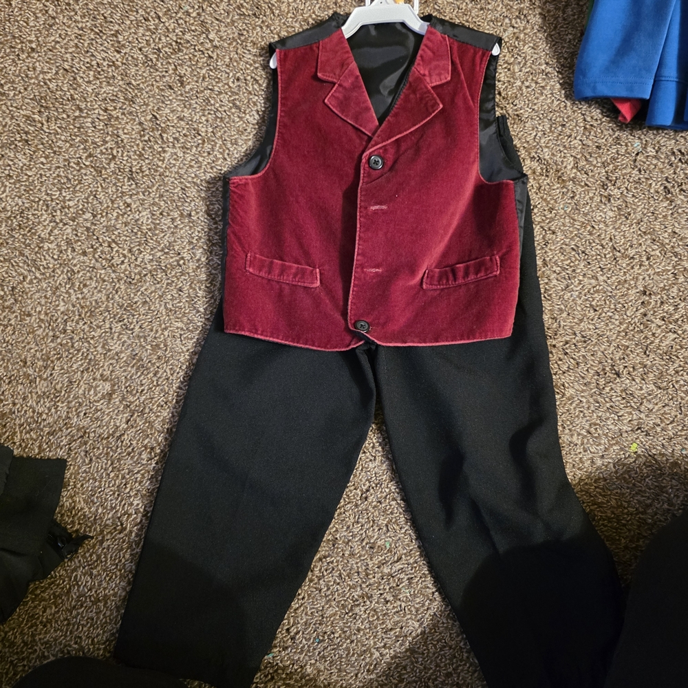 Kids Red and Black Costume Vest and Pants Set